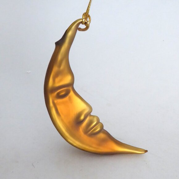 Department 56 Other - NEW 5.75” DEPT 56 FROSTED MERCURY BLOWN GLASS GOLD HALF MOON CHRISTMAS ORNAMENT